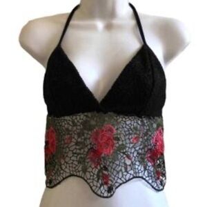 Fashion Nova Black and Red Lace Top